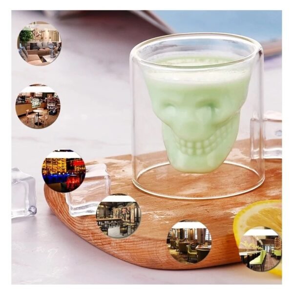 KEMORELA กะโหล กคู่คัพ แก้วกาแฟ ถ้วยแก้ว กคริสตัล ใสสองชั้น แก้ววิสกี้ - Image 4