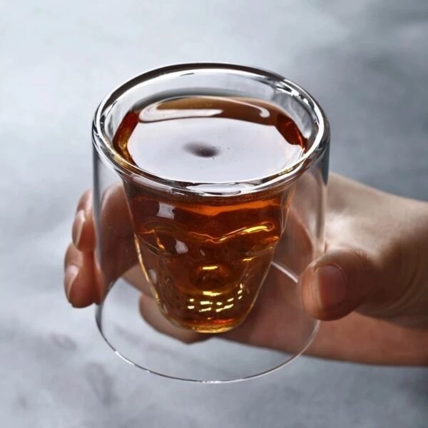 KEMORELA กะโหล กคู่คัพ แก้วกาแฟ ถ้วยแก้ว กคริสตัล ใสสองชั้น แก้ววิสกี้ - Image 5