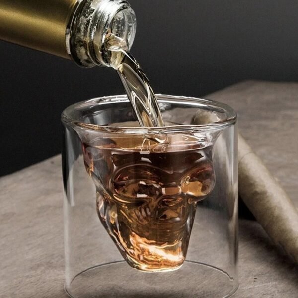 KEMORELA กะโหล กคู่คัพ แก้วกาแฟ ถ้วยแก้ว กคริสตัล ใสสองชั้น แก้ววิสกี้ - Image 3